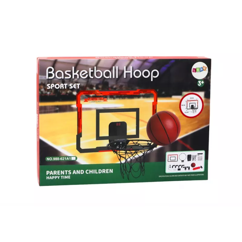 LEAN TOYS Kinder Basketball Korb Rückwand Zähler Ball Set