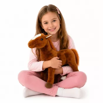 LEAN TOYS Braunes Plüschpferd Stofftier Kuscheltier 40cm