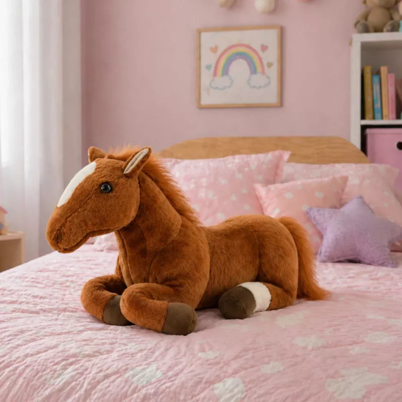 LEAN TOYS Braunes Plüschpferd Stofftier Kuscheltier 40cm