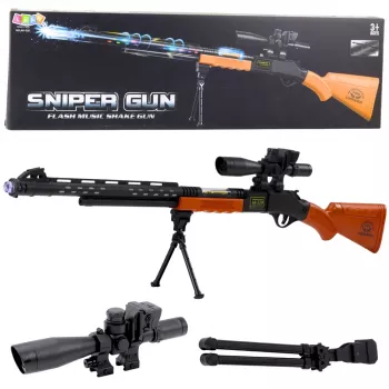 LEAN TOYS Spielzeug-Scharfschützengewehr AK-528 mit Zielfernrohr, Stativ, Licht und Sound