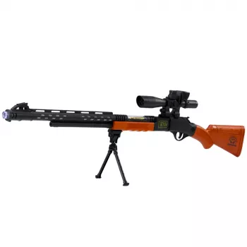 LEAN TOYS Spielzeug-Scharfschützengewehr AK-528 mit Zielfernrohr, Stativ, Licht und Sound