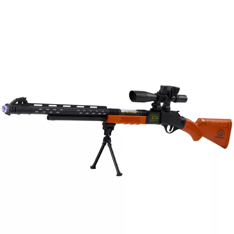 LEAN TOYS Spielzeug-Scharfschützengewehr AK-528 mit Zielfernrohr, Stativ, Licht und Sound