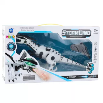 LEAN TOYS Batteriebetriebener Dinosaurier-Roboter mit beweglichen Flügeln, Lichtern, Sound, Weiß