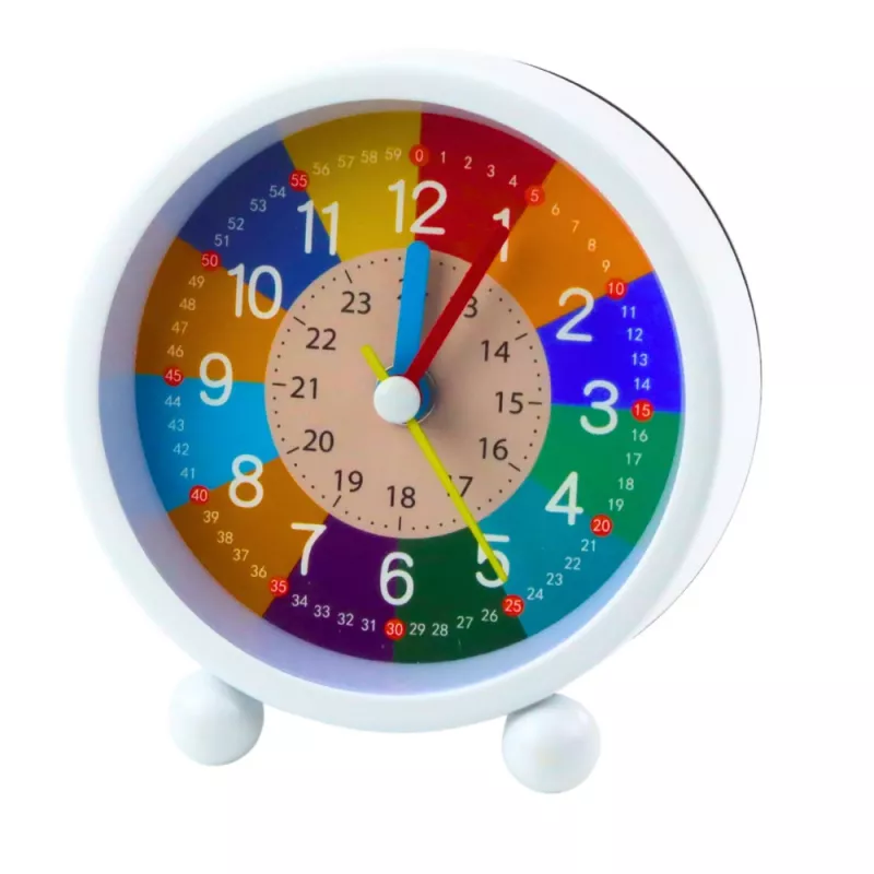 LEAN TOYS Lern-Wecker für Kinder - Blau Analog Quarz mit Silent Sweep, Zifferblatt zum Lernen von Minuten und Sekunden, Schlummerfunktion und Hintergrundbeleuchtung, 9 cm