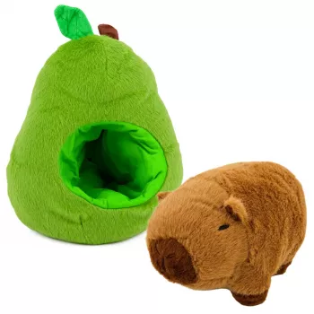 LEAN TOYS Grüne Avocado mit Capybara 2-in-1 Wendbarer Plüschtier 35 cm