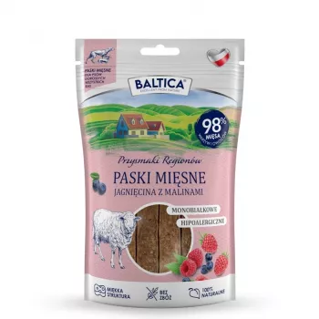 BALTICA Fleischstreifen Lamm mit Himbeeren – Getreidefreier Hundesnack – 90 g