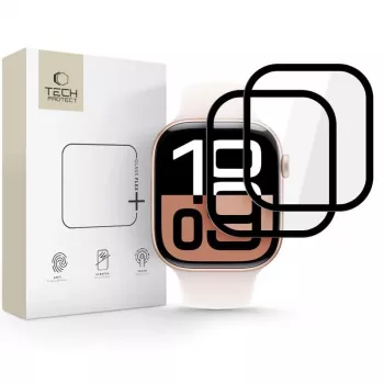 Tech-Protect Glass Flex+ Displayschutzfolie für Apple Watch 42mm (2er-Pack, Schwarz)