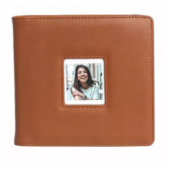LOVEINSTANT Fotoalbum für Polaroid Go, 36 Blätter, 288 Fotos, braunes PU-Leder