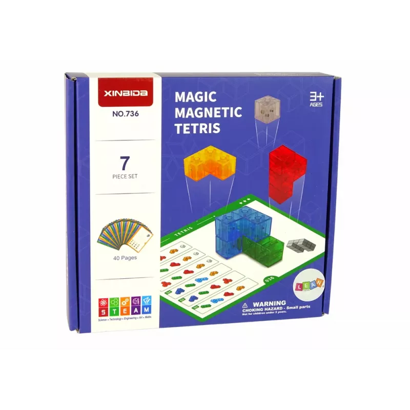 LEAN TOYS Magic Magnetic Cube 7 Elements - Magnetisches 3D-Puzzle, 7 Teile, mehrfarbig, Lernspielzeug ab 6 Jahren