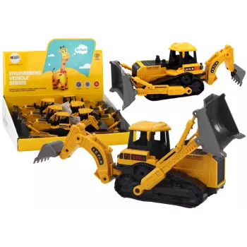 LEAN TOYS Raupenbagger Baufahrzeug mit 2 Schaufeln Gelb