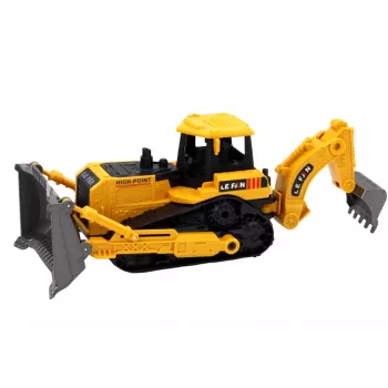 LEAN TOYS Raupenbagger Baufahrzeug mit 2 Schaufeln Gelb