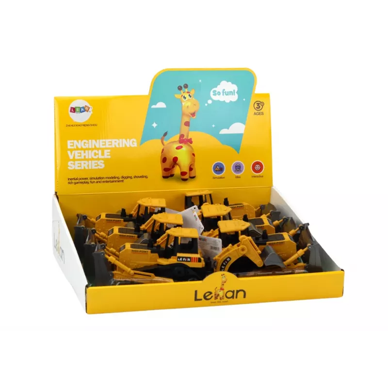 LEAN TOYS Raupenbagger Baufahrzeug mit 2 Schaufeln Gelb