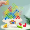 LEAN TOYS Tetris Tower Balancing Skill Game 16 Blöcke 22 Farbkarten