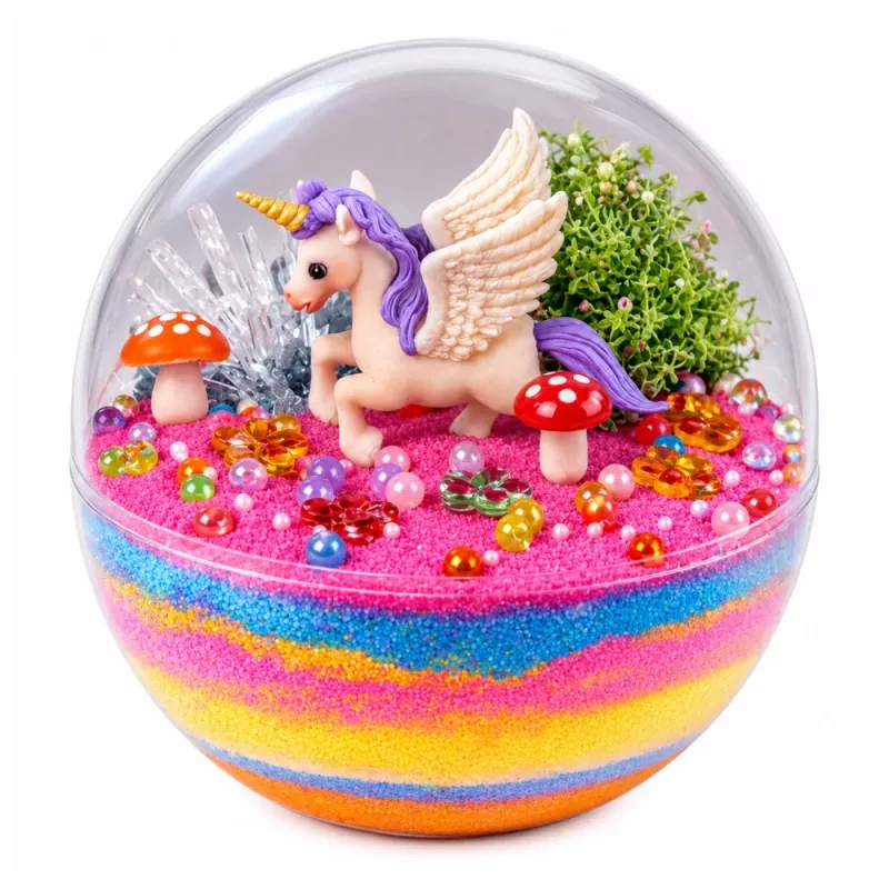 LEAN TOYS Kristallzucht-Experimentier-Set Einhorn-Terrarium mit DIY-Beleuchtung