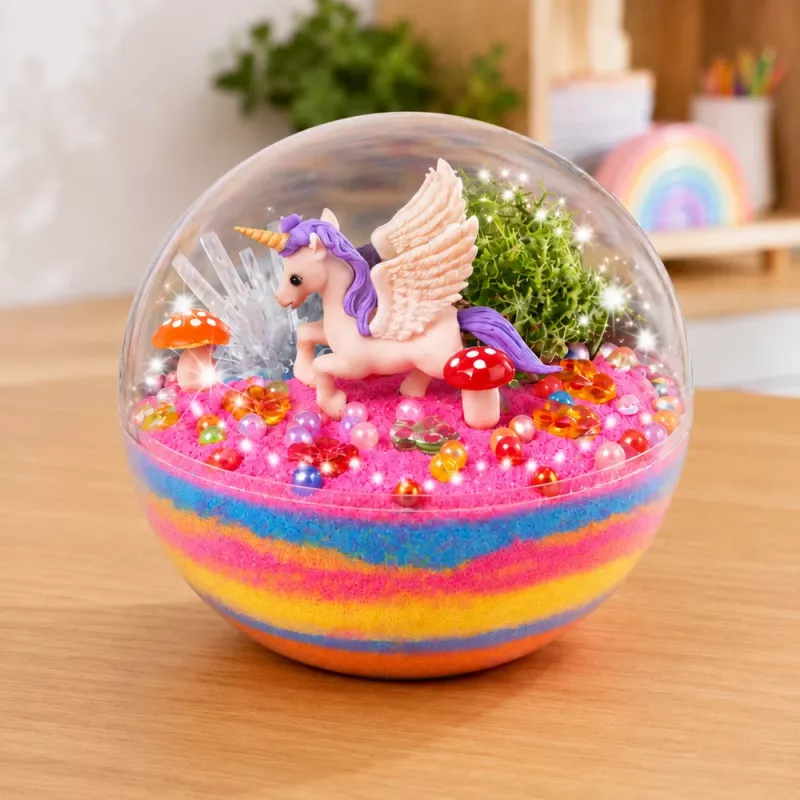 LEAN TOYS Kristallzucht-Experimentier-Set Einhorn-Terrarium mit DIY-Beleuchtung