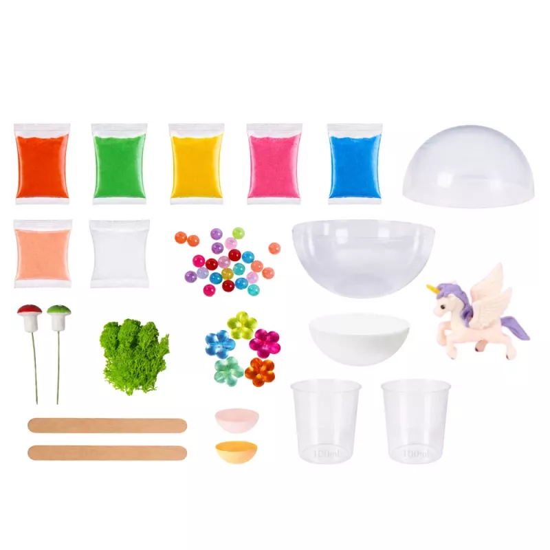LEAN TOYS Kristallzucht-Experimentier-Set Einhorn-Terrarium mit DIY-Beleuchtung