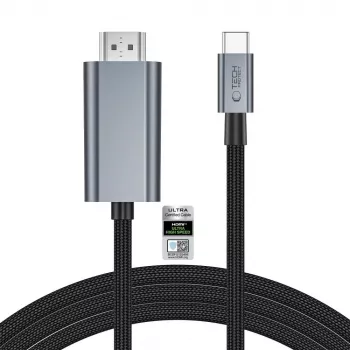 TECH-PROTECT ULTRABOOST Kabel USB-C auf HDMI 2.1 8K 60Hz 200cm Eisengrau