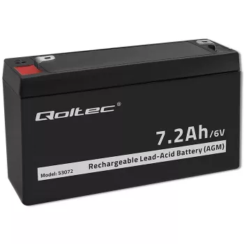 Qoltec AGM-Batterie 6V 7,2Ah VRLA wiederaufladbar, versiegelte Blei-Säure, wartungsfrei