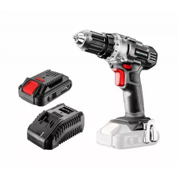 Graphite 58G000-SET1 18V Akku-Schrauber-Set mit 2x 2,0Ah Akkus, 35 Nm, Schnellspannbohrfutter, LED-Licht, Schwarz/Rot