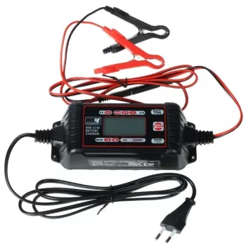 MW Power MW-SC4E 12V 4A Automatisches 4-Stufen-Batterieladegerät für Blei-Säure AGM GEL MF Batterien 10-120Ah mit LED-Anzeigen, Krokodilklemmen, EU-Stecker