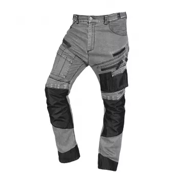 NEO TOOLS Denim-Arbeitshose mit Oxford-Verstärkungen, Grau, Größe XXL (81-360-2-XXL)