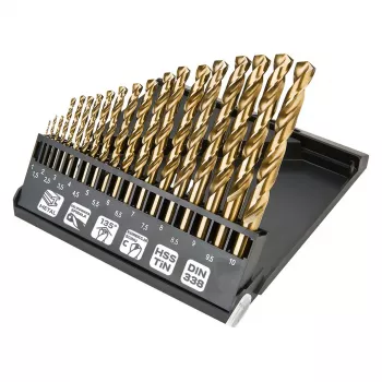 NEO TOOLS 19-teiliger HSS-TiN Metallbohrer-Satz 1,0-10,0 mm