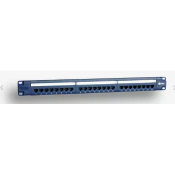 EMITERNET 19 Zoll 24-Port Cat.6 UTP Patchpanel mit Kabelmanagement, Blau, PoE