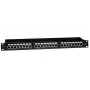 EMITERNET 19 Zoll 24-Port STP Cat.6 Patchpanel (1U) mit Kabelmanagement-Bügel