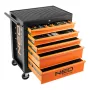 NEO TOOLS Werkstatt-Schrank, 5 Schubladen + 117 Werkzeuge, Kugelgelagerte Schubladenführungen, Zentralverriegelung, 400 kg statische Last, Schwarz