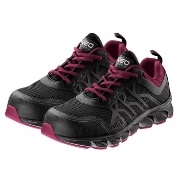 NEO TOOLS 82-530-37 S1P SRC Sicherheitsschuhe mit Stahlkappe und Durchtrittschutz, Veloursleder, atmungsaktives Mesh, Dual-Density PU, Schwarz/Grau, Größe 37