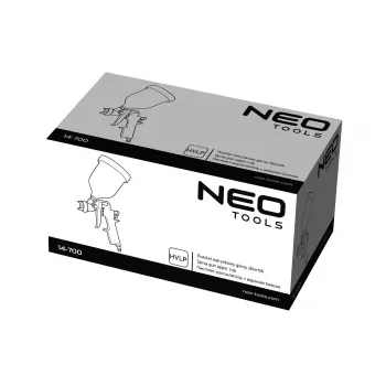 NEO Tools 14-700 Druckluftpistole mit 1/4 Zoll Schnellkupplung, 10 bar max. Druck, Aluminiumgehäuse, Stahldüse, ergonomischer Hebelauslöser, integrierter Aufhängehaken