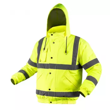 NEO TOOLS Leicht isolierte Warn-Bomberjacke für Arbeitskleidung, fluoreszierendes Gelb, Größe XXL