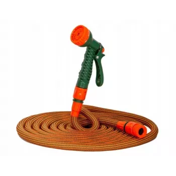 Dehnbarer Gartenschlauch 5-20m mit 7-Muster-Spritzpistole, 1/2 Zoll & 3/4 Zoll Anschlüsse, knickfrei, UV-beständig, Schwarz/Grün