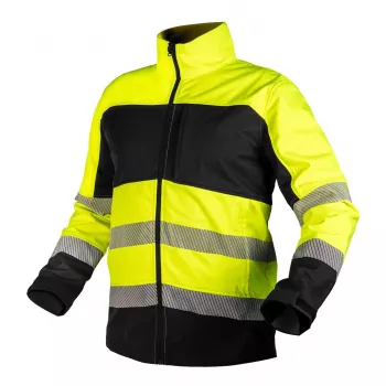 NEO TOOLS 81-702-XL Softshell-Warnjacke, fluoreszierendes Gelb/Schwarz, Größe XL, EN ISO 20471 Klasse 3
