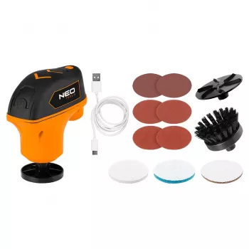 NEO TOOLS 04-604 Mini-All-in-One-Polierer 4V Li-Ion USB-C Rotationswerkzeug-Set
