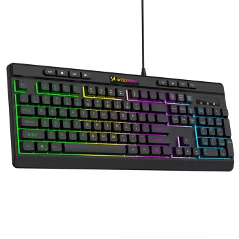 Wozinsky WKG-1044 Kabelgebundene Gaming-Tastatur, Membran, RGB-Hintergrundbeleuchtung, Schwarz, Vollformat-Layout, USB-A, 104 Tasten, Anti-Ghosting