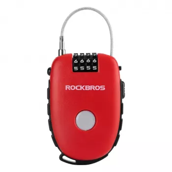 Rockbros Retractable Cable Lock 32420981001 Rot - 3-stelliges Zahlenschloss, 90 cm geflochtener Stahl