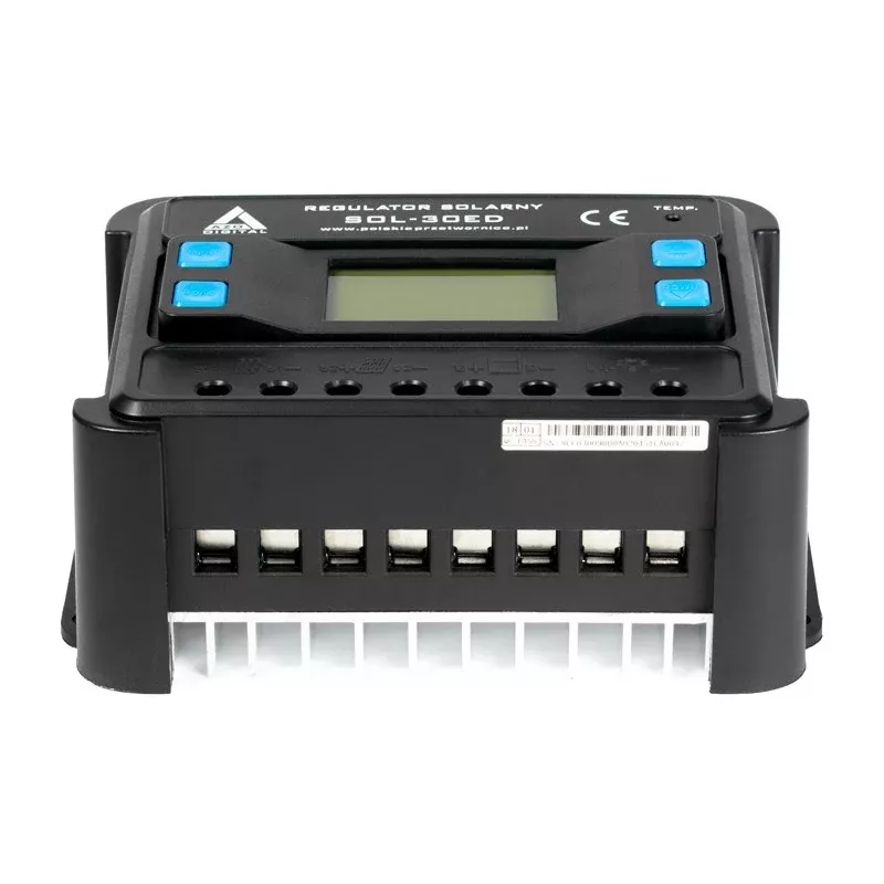 AZO Digital PWM SOL-30ED 12/24V 30A Solarladeregler mit LCD-Anzeige