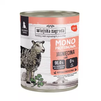 WIEJSKA ZAGRODA Mono Puppy Lamm - Nassfutter für Hunde - 800g