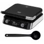 Adler AD 3084 Waffeleisen mit LED-Display, 5 Programme, 7 Bräunungsstufen, 1600 W (max. 2400 W), Antihaftplatten, schwarz/silber