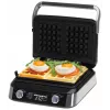 Adler AD 3084 Waffeleisen mit LED-Display, 5 Programme, 7 Bräunungsstufen, 1600 W (max. 2400 W), Antihaftplatten, schwarz/silber