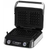 Adler AD 3084 Waffeleisen mit LED-Display, 5 Programme, 7 Bräunungsstufen, 1600 W (max. 2400 W), Antihaftplatten, schwarz/silber