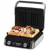 Adler AD 3084 Waffeleisen mit LED-Display, 5 Programme, 7 Bräunungsstufen, 1600 W (max. 2400 W), Antihaftplatten, schwarz/silber