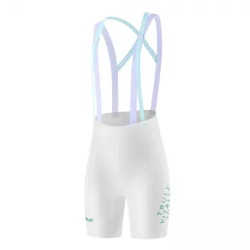 ROCKBROS Damen-Radtrikot-Trägerhose mit 3D-Sitzpolster, Weiß, Größe S
