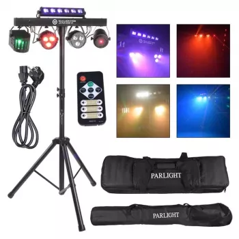 LIGHT4ME BEAM LASER STROBE LED PAR DERBY UV I - 4-in-1 Multi-Effekt-Bühnenlicht mit rotem/grünem Laser, UV und DMX-Steuerung