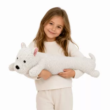 LEAN TOYS West Highland Plüschhund Kuscheltier Weiß 60 cm