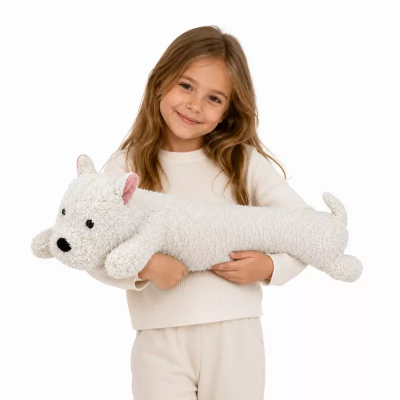 LEAN TOYS West Highland Plüschhund Kuscheltier Weiß 60 cm
