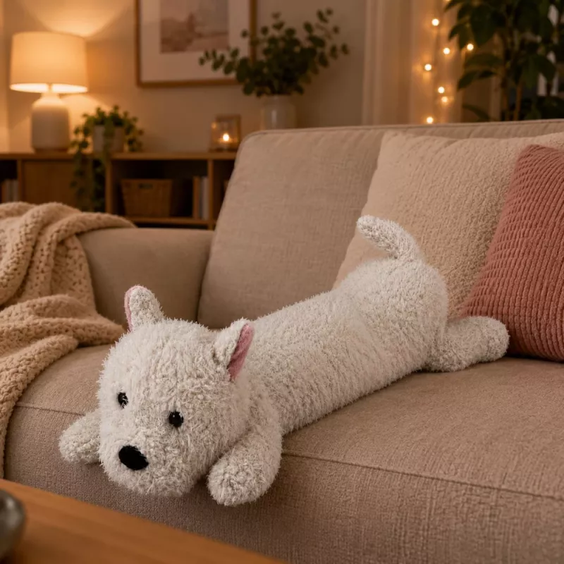 LEAN TOYS West Highland Plüschhund Kuscheltier Weiß 60 cm