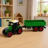LEAN TOYS Traktor mit landwirtschaftlichem Anhänger, Reibungsantrieb, Licht und Sound, 35 cm