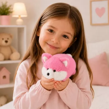 LEAN TOYS Plüschfuchs Plüschtier, rosa weiches Fell, 16 cm